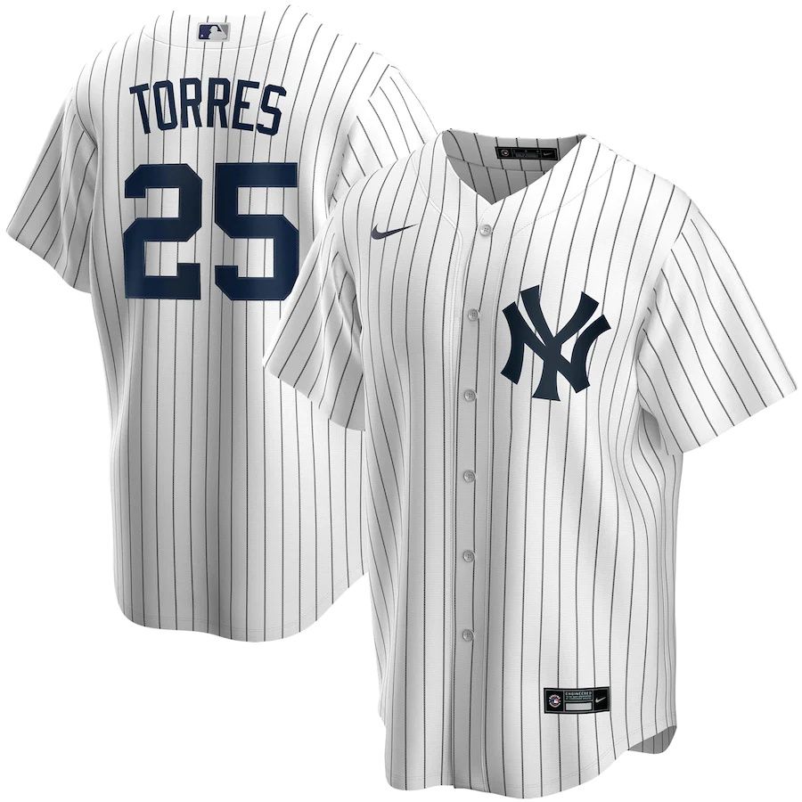 Youth New York Yankees 25 Gleyber Torres Nike White Home Replica Player MLB Jerseys